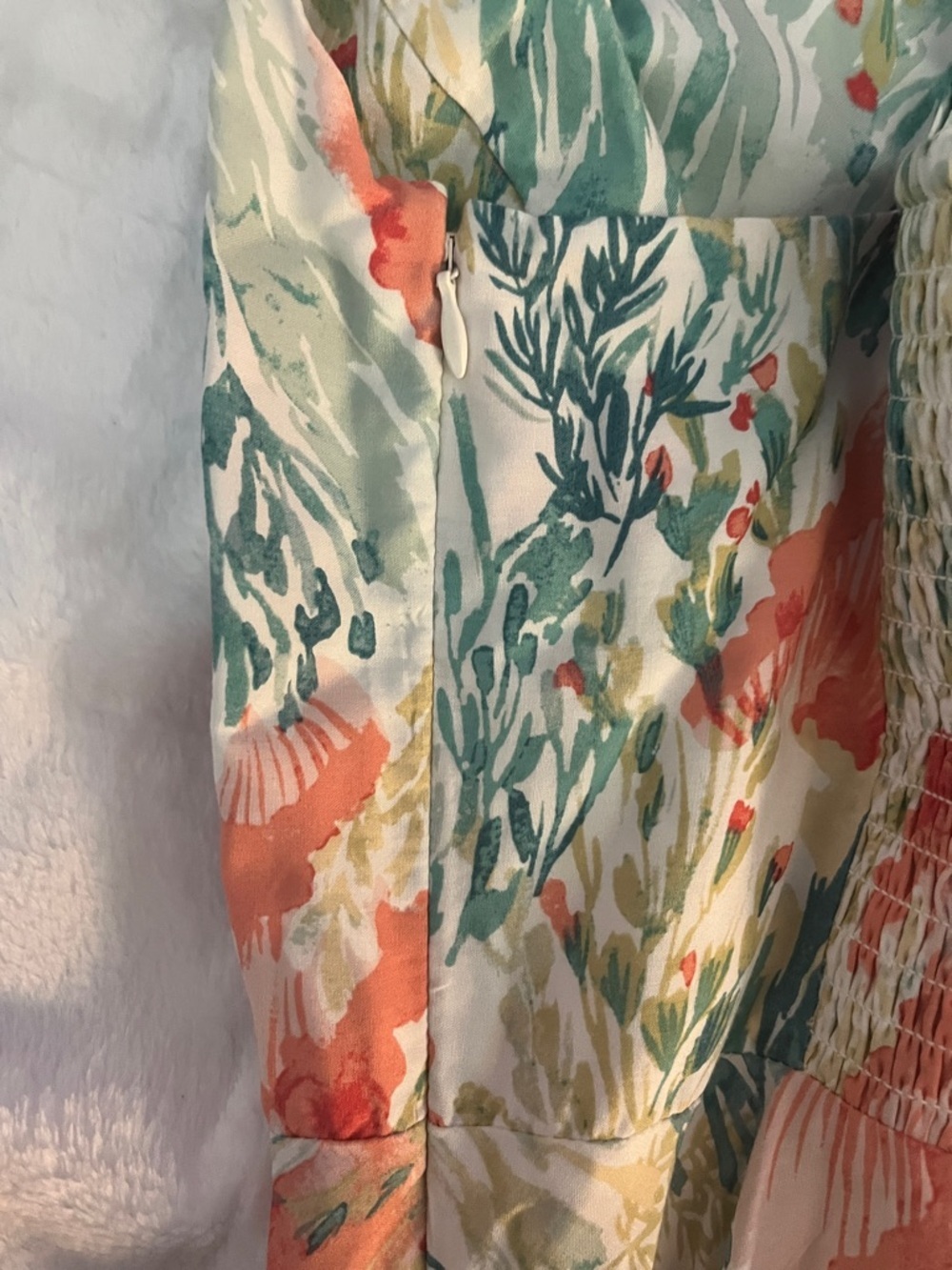 Old Navy Coral, Teal and Cream Floral Spaghetti-Strap Mini Dress - Picture 4 of 4